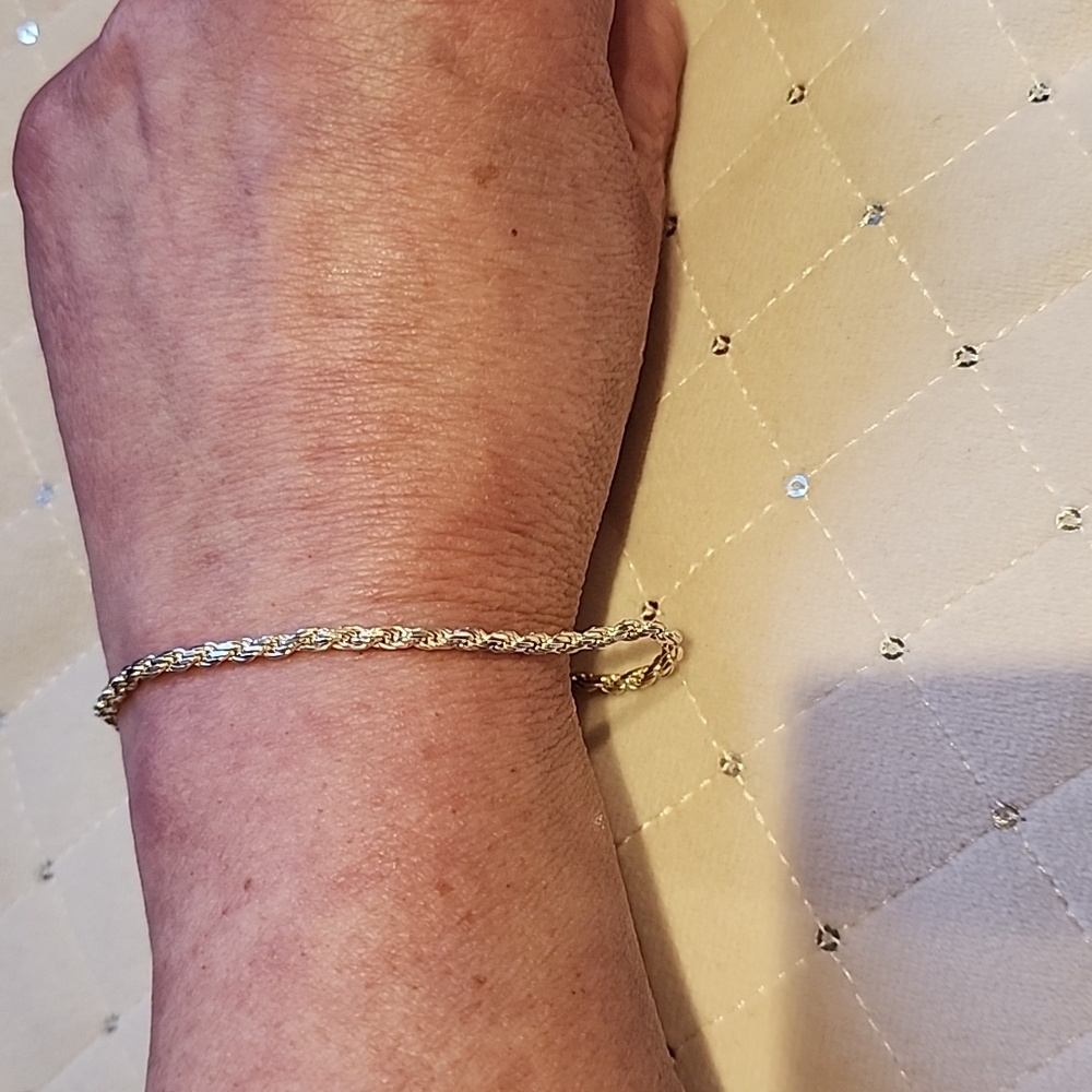 Sterling silver rope bracelet -  7"